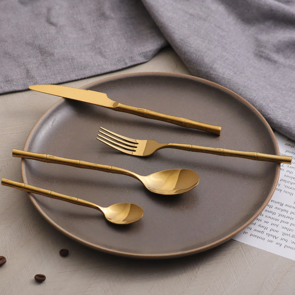 Lines 24-Piece Cutlery Set - Gold - Image 5
