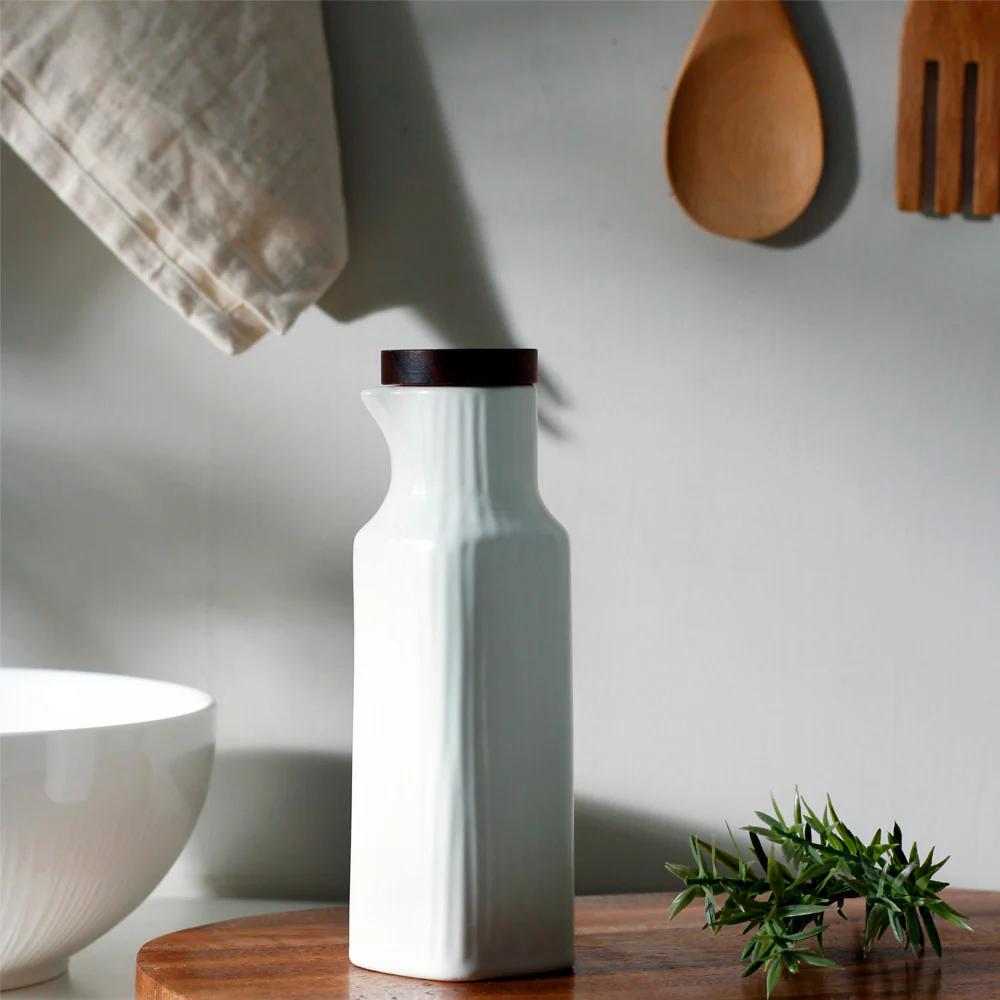 Lines Ceramic Oil Bottle - White - Image 2
