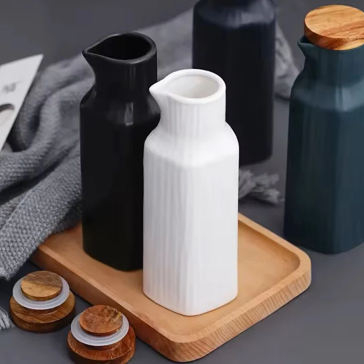 Lines Ceramic Oil Bottle - White - Image 9