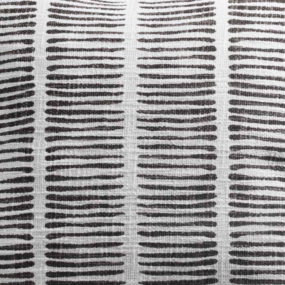 Lines Printed Cotton Cushion Cover 45x45cm - Grey White - Image 5