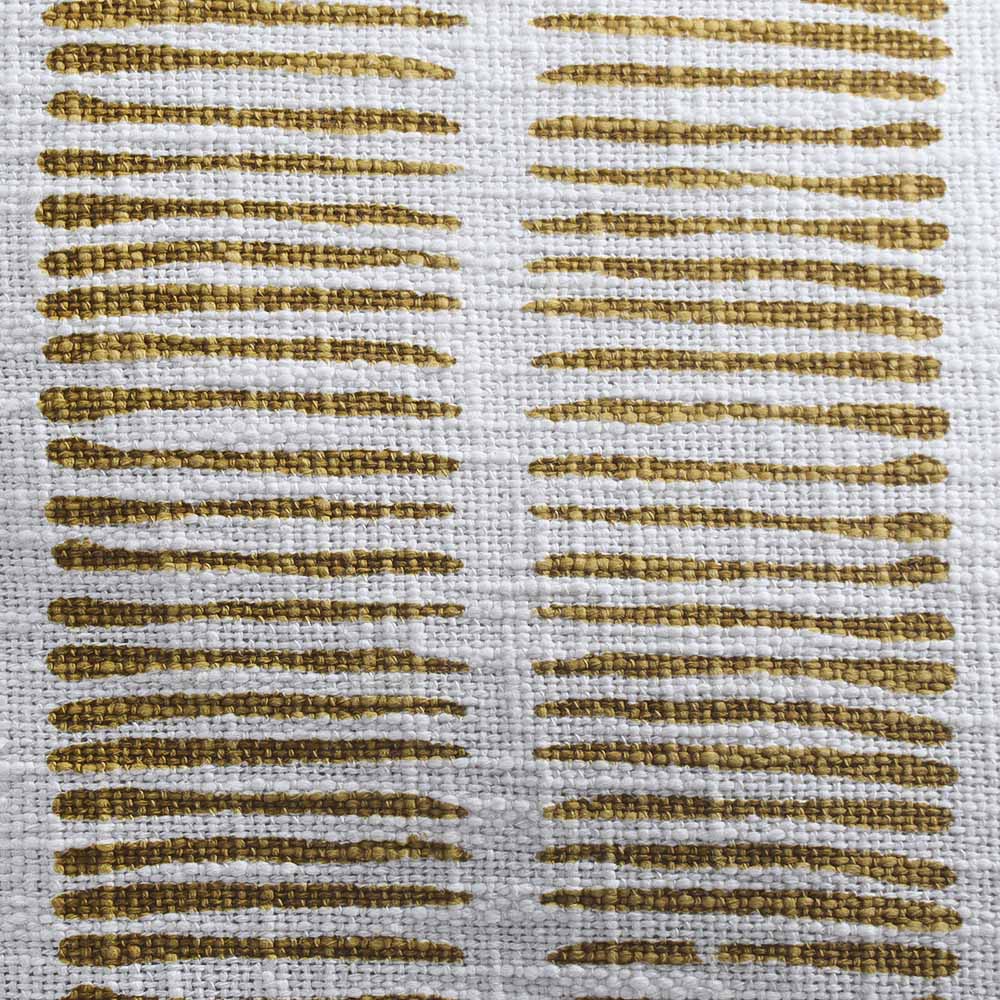 Lines Printed Cotton Cushion Cover 45x45cm - Mustard White - Image 5