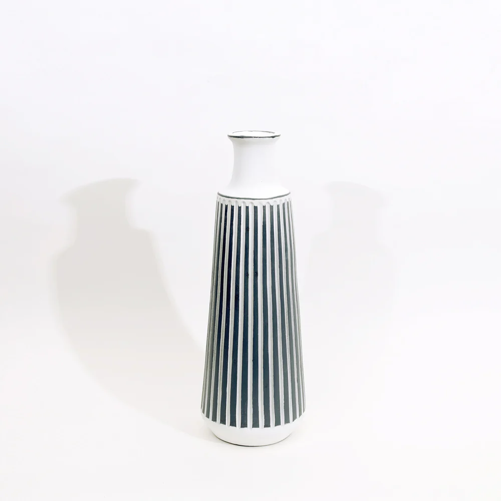 Lines Ribbed Vase Large - White Navy - Image 3