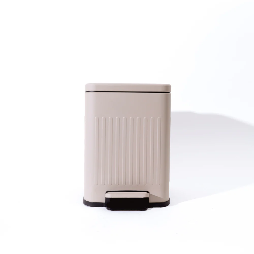Lines Square Pedal Bin 6L - Taupe Grey - Image 3