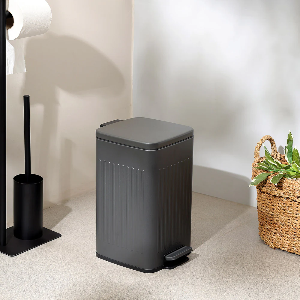 Lines Square Pedal Bin 8L - Dark Grey - Image 6