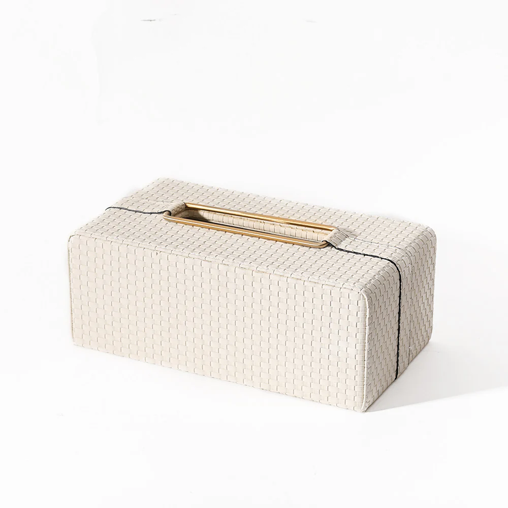 Links Tissue Box Holder - Ivory & Gold - Image 3