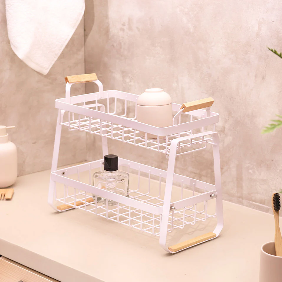 Locke 2-Tier Shelf with Removable Tray - White Natural - Image 2