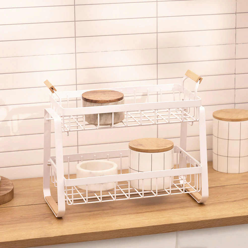 Locke 2-Tier Shelf with Removable Tray - White Natural - Image 5