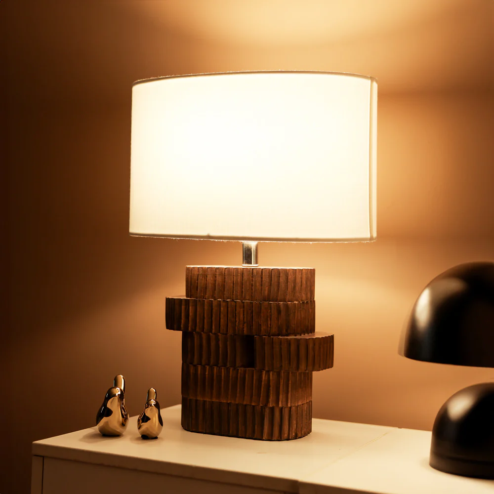 Lori Wooden Table Lamp XL - Natural Brown - Image 3