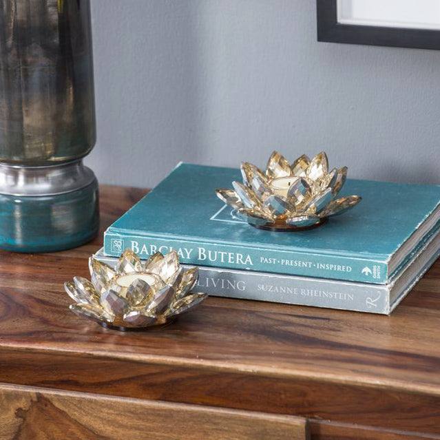 Lotus Crystal Tealight Holder, Set of 2 - Soft Gold - Image 10
