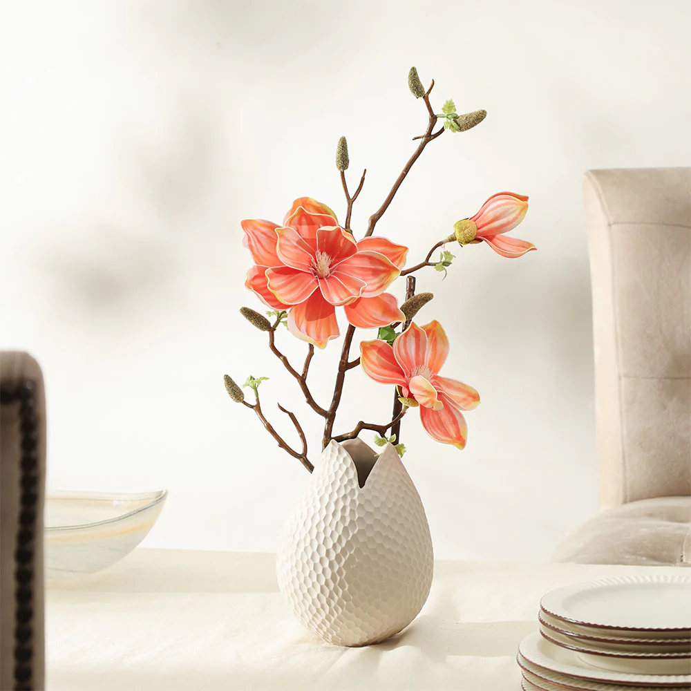Lotus Magnolia Faux Stem - Coral Sunrise - Image 2
