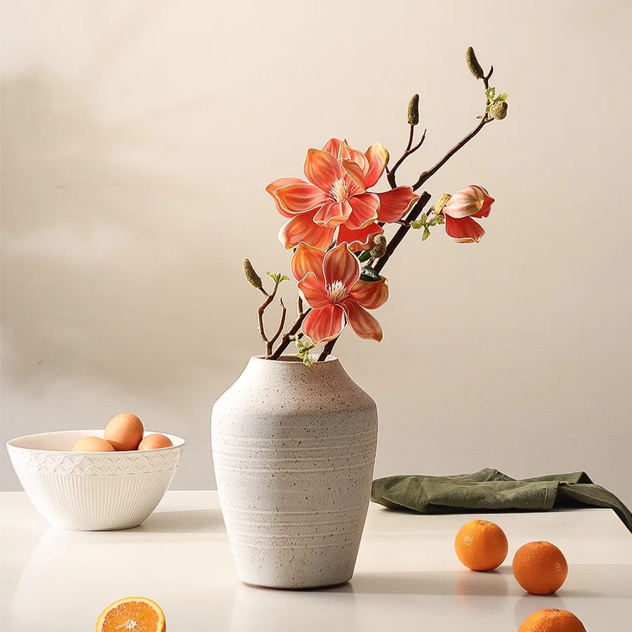 Lotus Magnolia Faux Stem - Coral Sunrise - Image 3