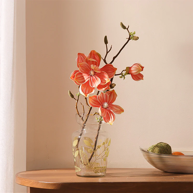 Lotus Magnolia Faux Stem - Coral Sunrise - Image 6