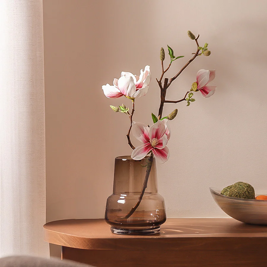 Lotus Magnolia Faux Stem - White Pink - Image 4