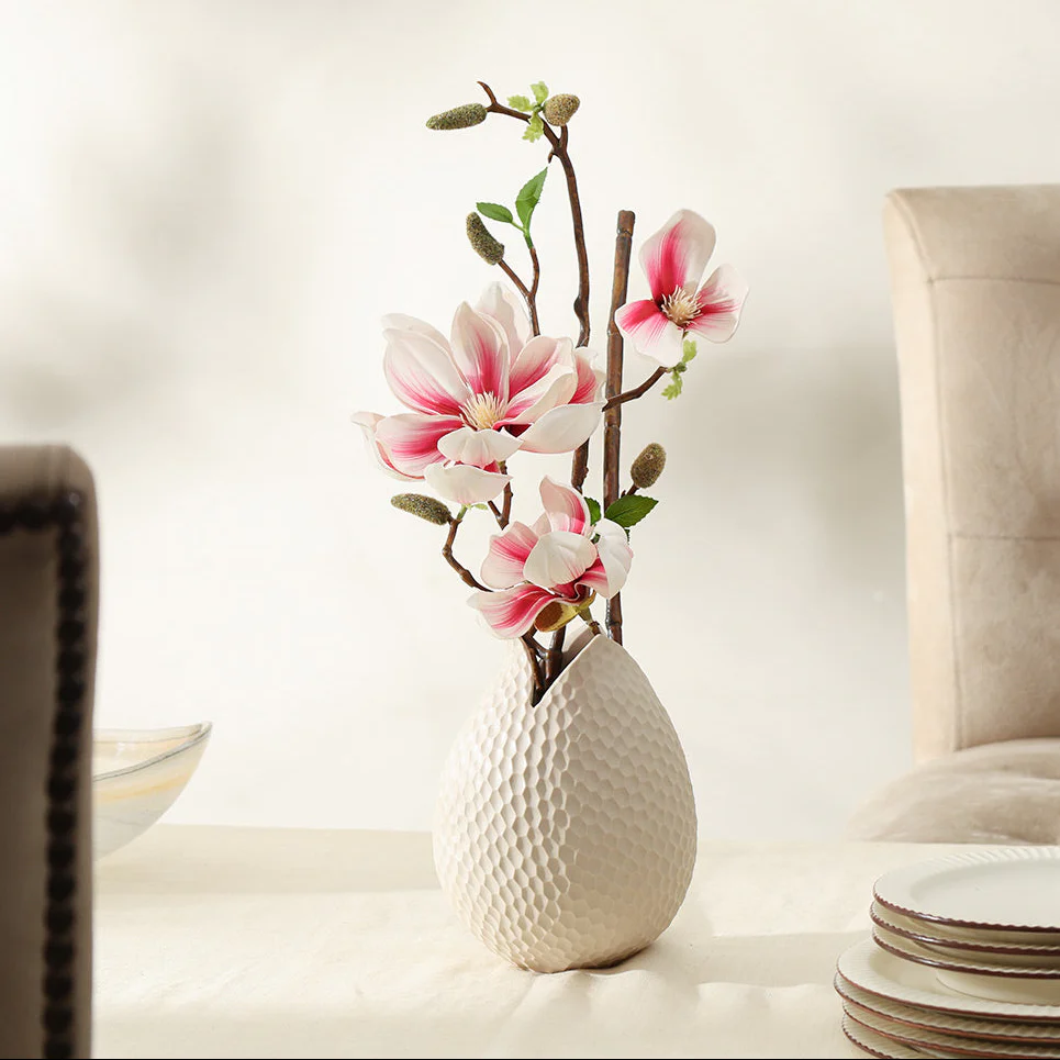 Lotus Magnolia Faux Stem - White Pink - Image 5