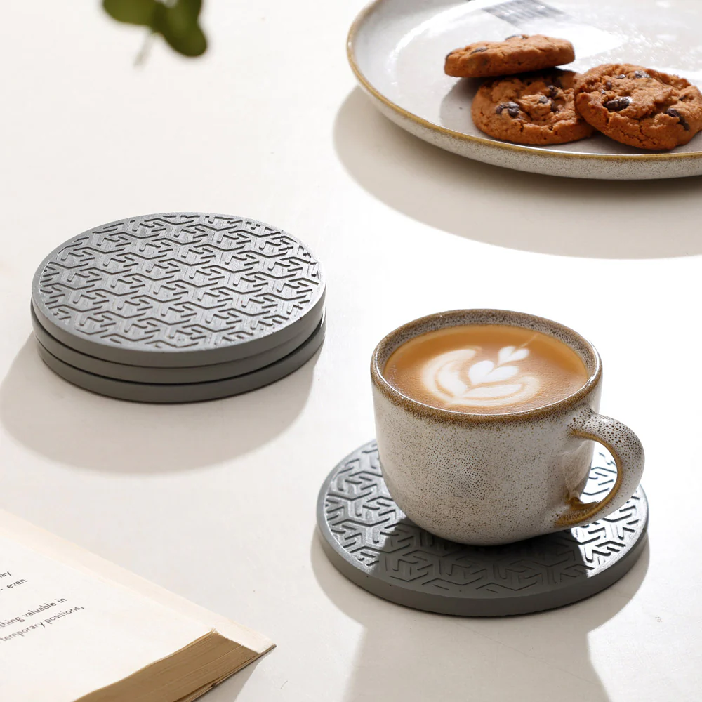 Lucas Round Coasters, Set of 4 - Speckled Grey
