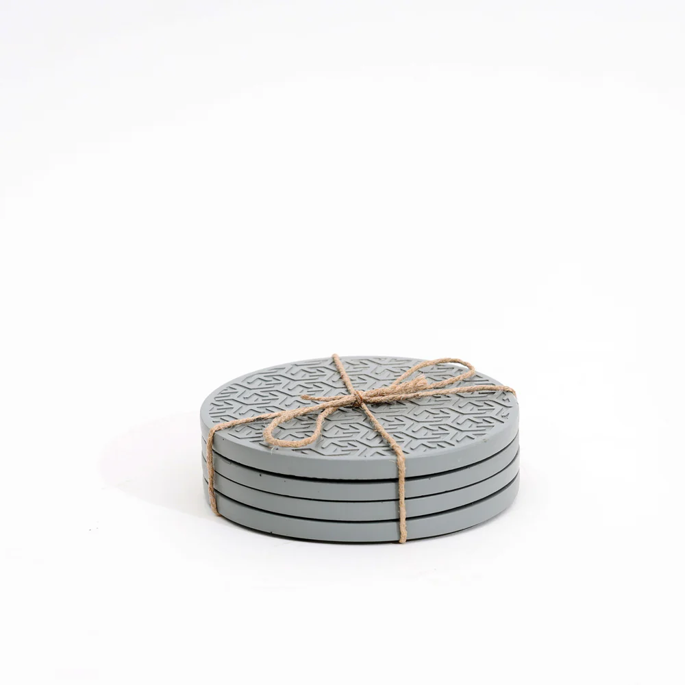 Lucas Round Coasters, Set of 4 - Speckled Grey - Image 3