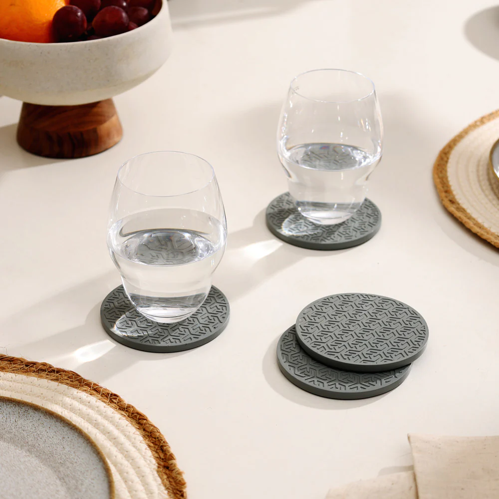 Lucas Round Coasters, Set of 4 - Speckled Grey - Image 4