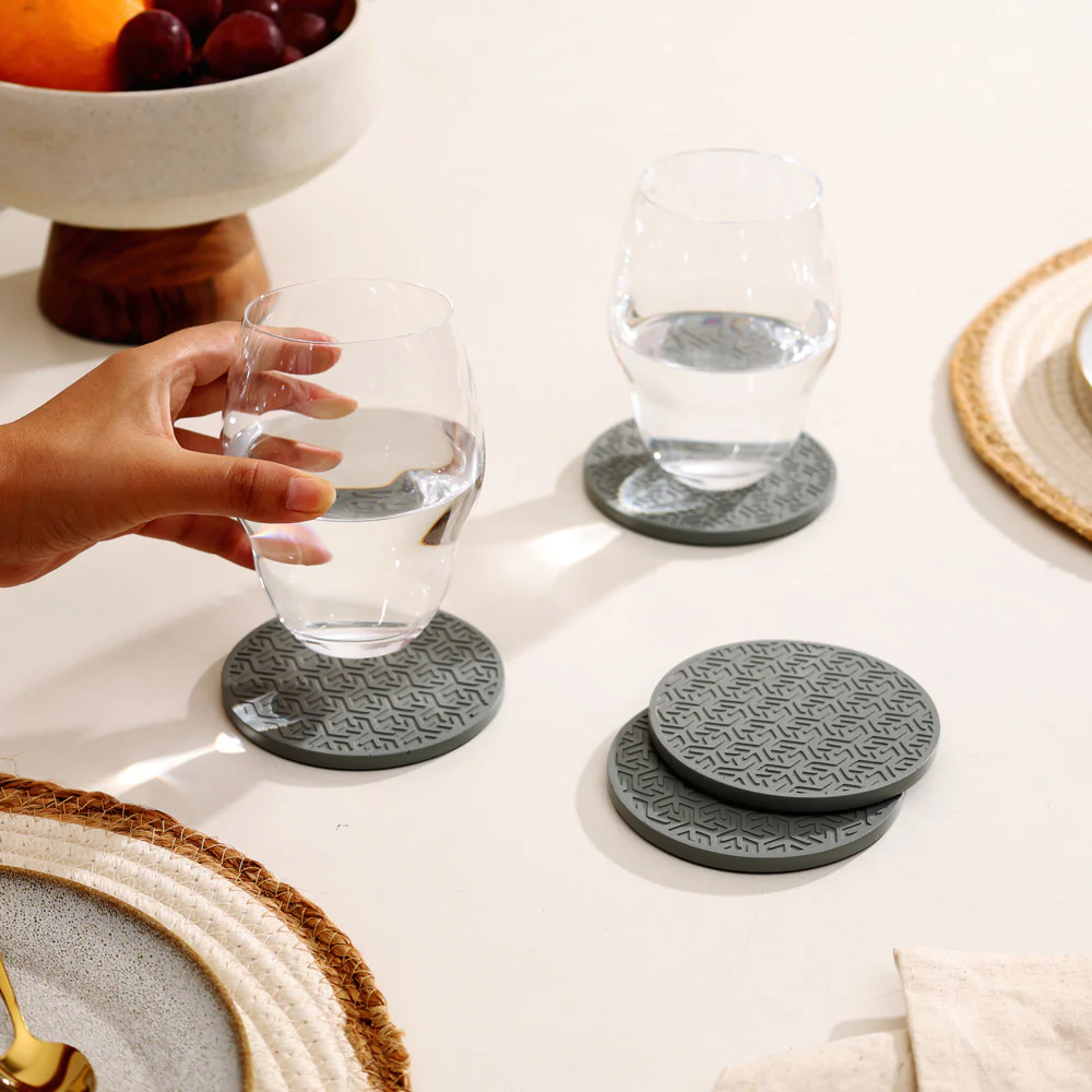 Lucas Round Coasters, Set of 4 - Speckled Grey - Image 5