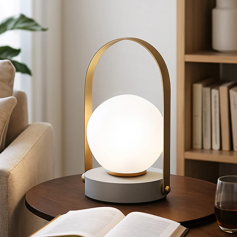 Luma Frosted Table Lamp Large - Grey Gold - Image 2