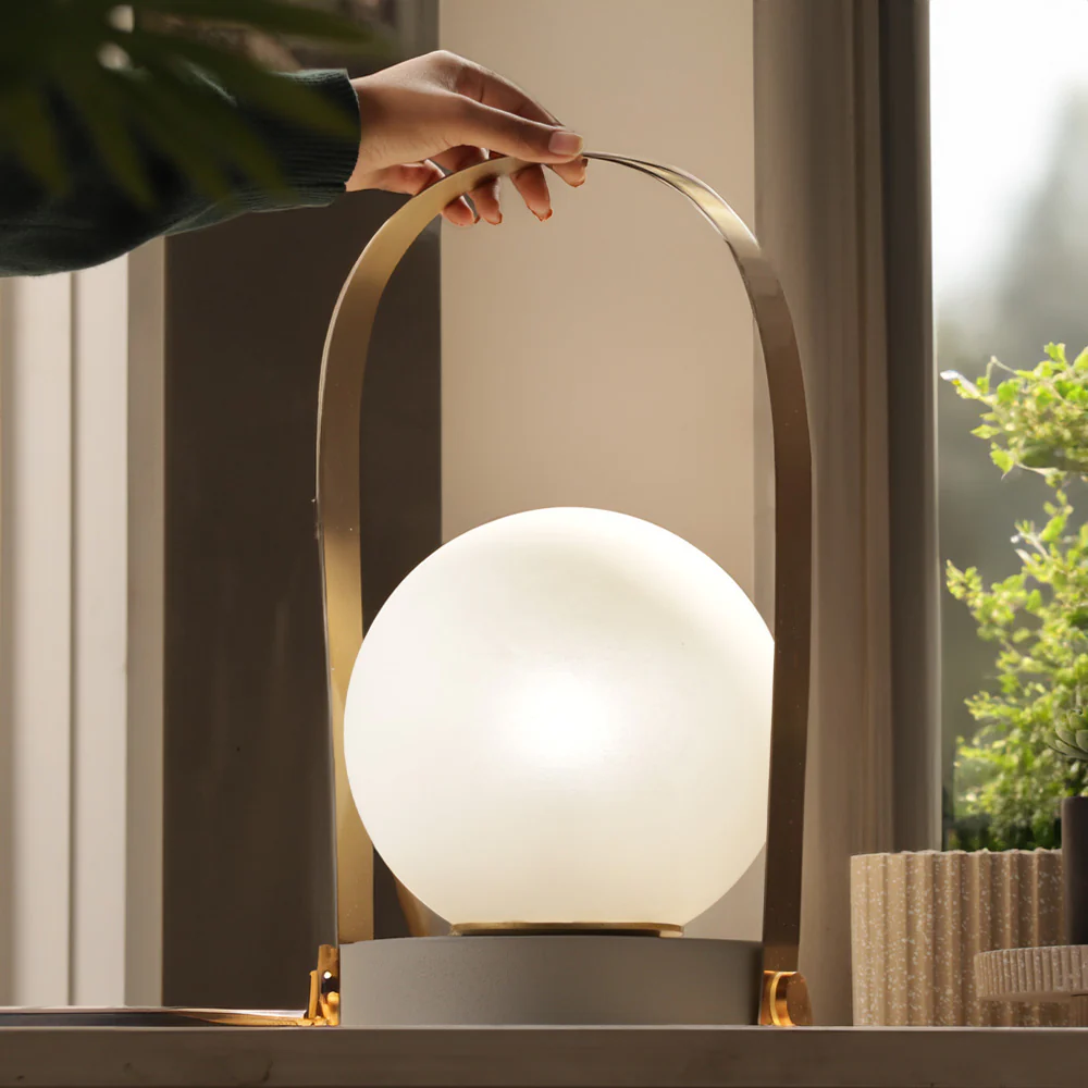 Luma Frosted Table Lamp Large - Grey Gold - Image 3