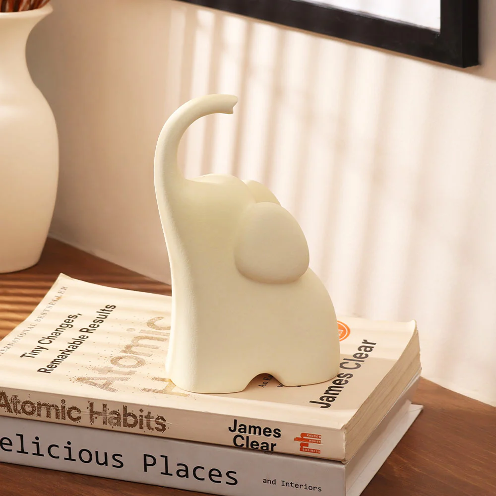 Luna Elephant Decorative Sculpture Small - Cream - Image 2