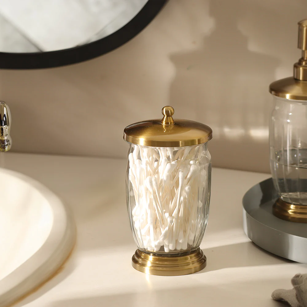 Luna Glass Storage Jar with Lid - Clear Gold - Image 2