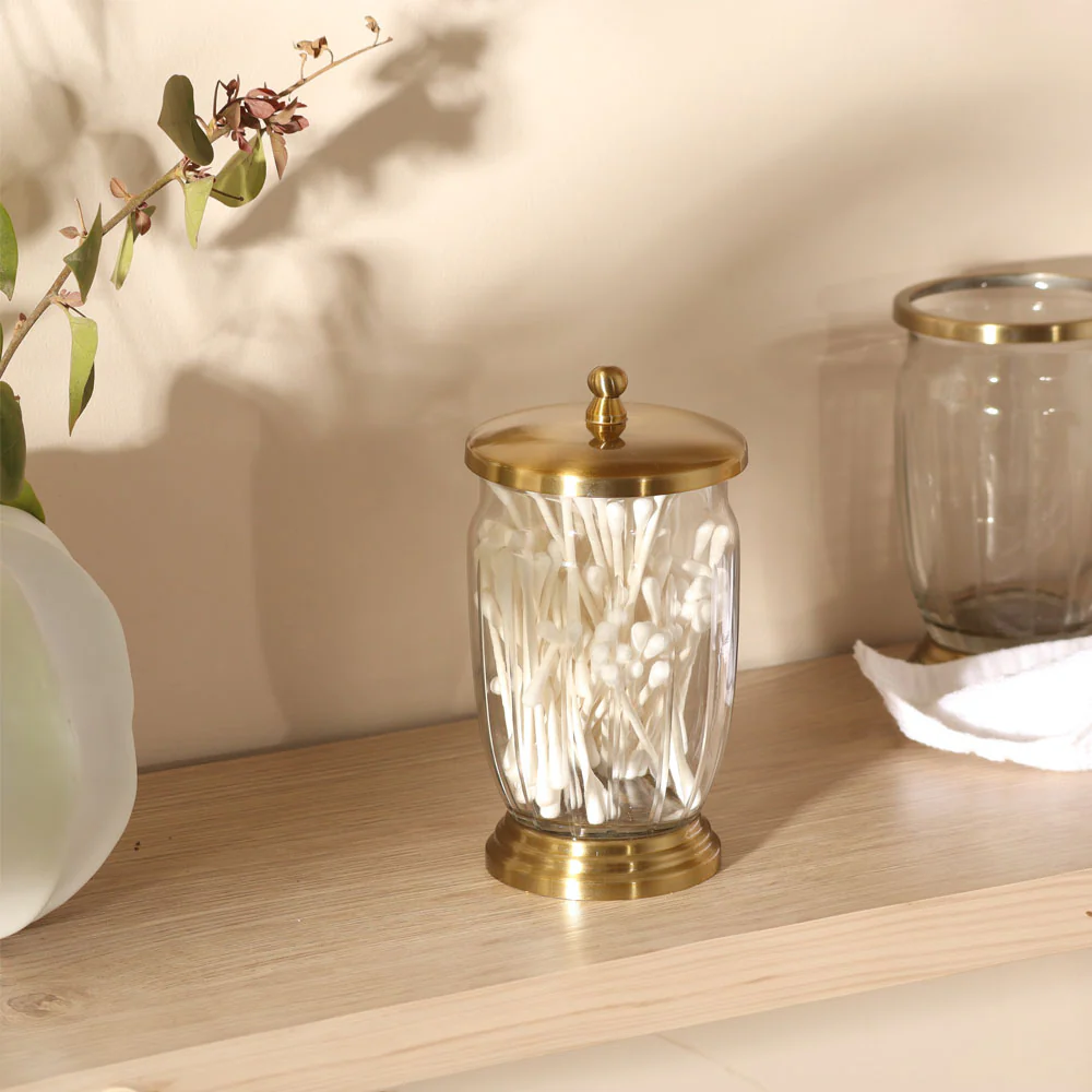 Luna Glass Storage Jar with Lid - Clear Gold - Image 3