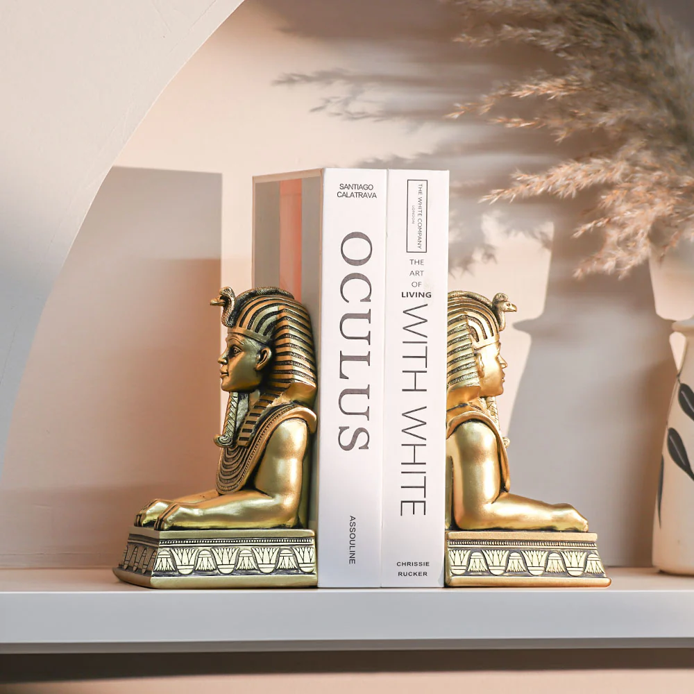 Luxor Sculpted Bookends, Set of 2 - Champagne Gold - Image 2