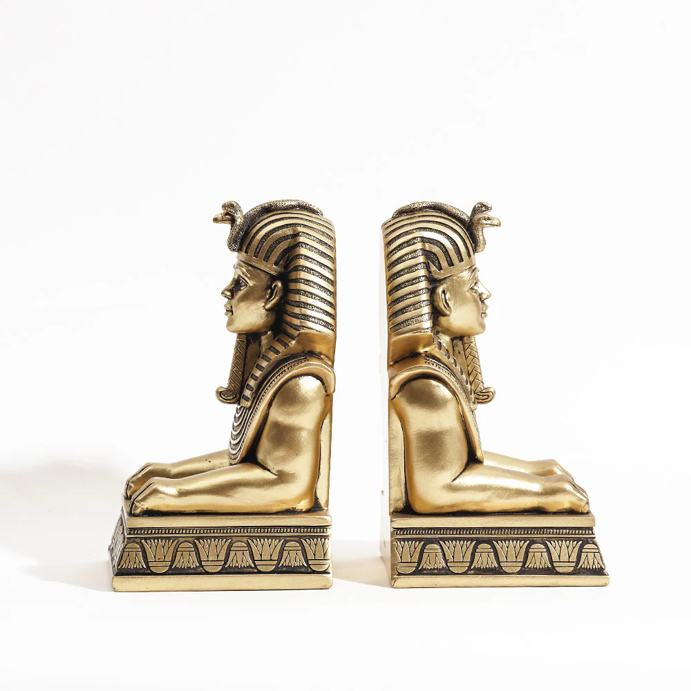 Luxor Sculpted Bookends, Set of 2 - Champagne Gold - Image 3