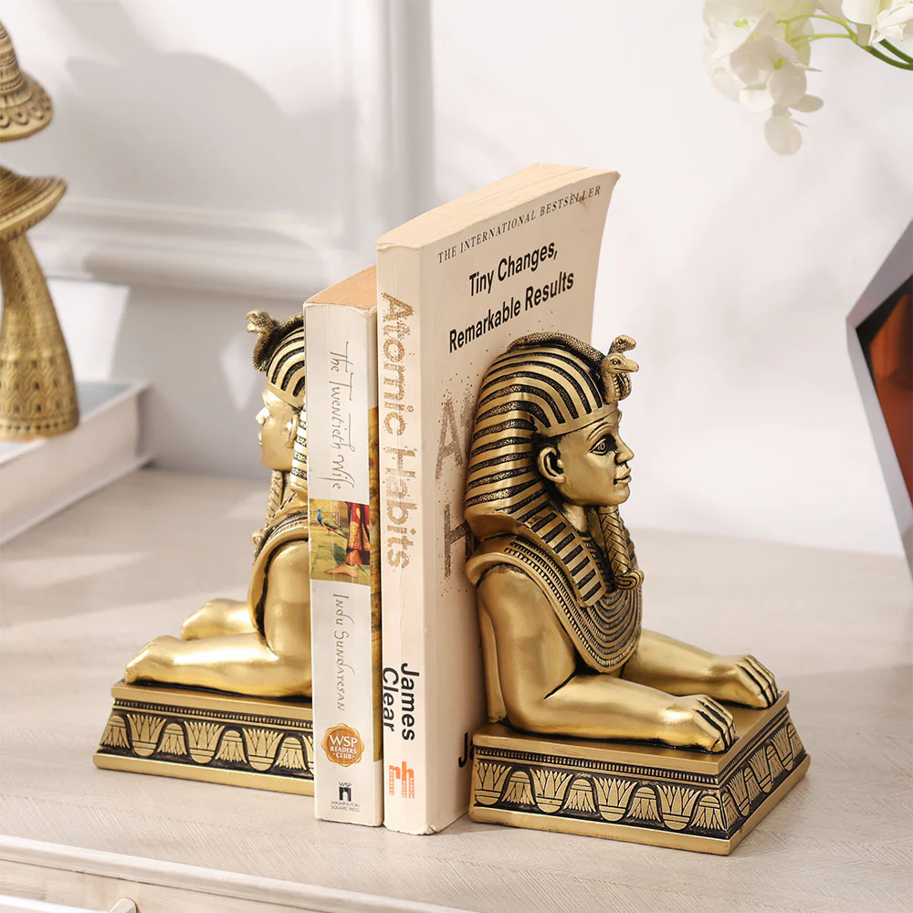 Luxor Sculpted Bookends, Set of 2 - Champagne Gold - Image 5