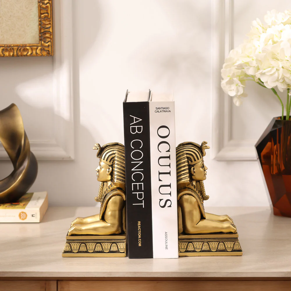 Luxor Sculpted Bookends, Set of 2 - Champagne Gold - Image 6