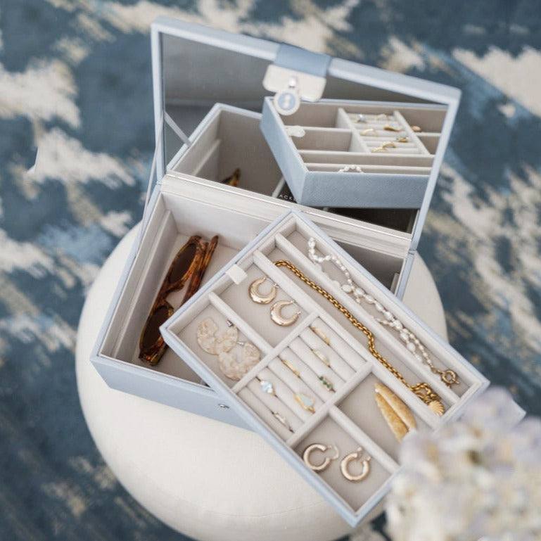 Luxury Classic Jewellery Box - Dusky Blue