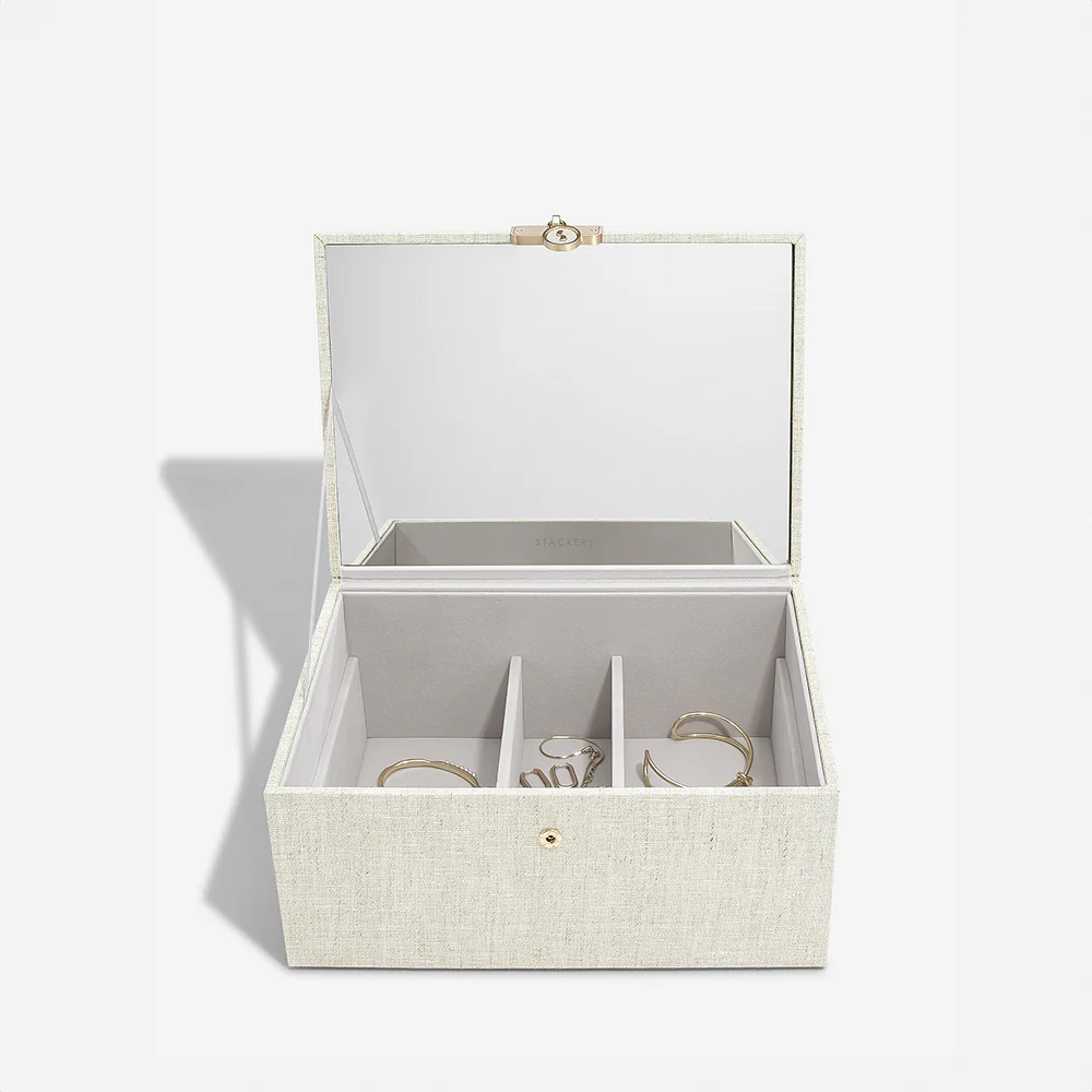 Luxury Classic Jewellery Box - Linen & Oatmeal - Image 4