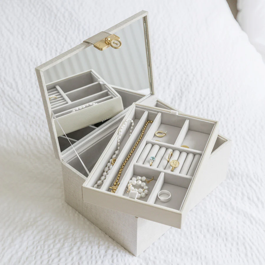 Luxury Classic Jewellery Box - Linen & Oatmeal - Image 5