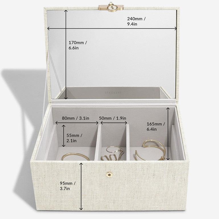 Luxury Classic Jewellery Box - Linen & Oatmeal - Image 7