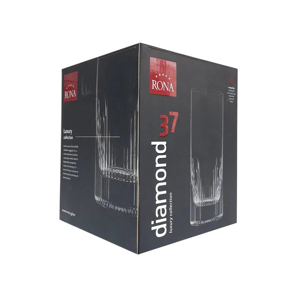 Luxury Collection Diamond Highball Glasses 370ml, Set of 4 - Image 4