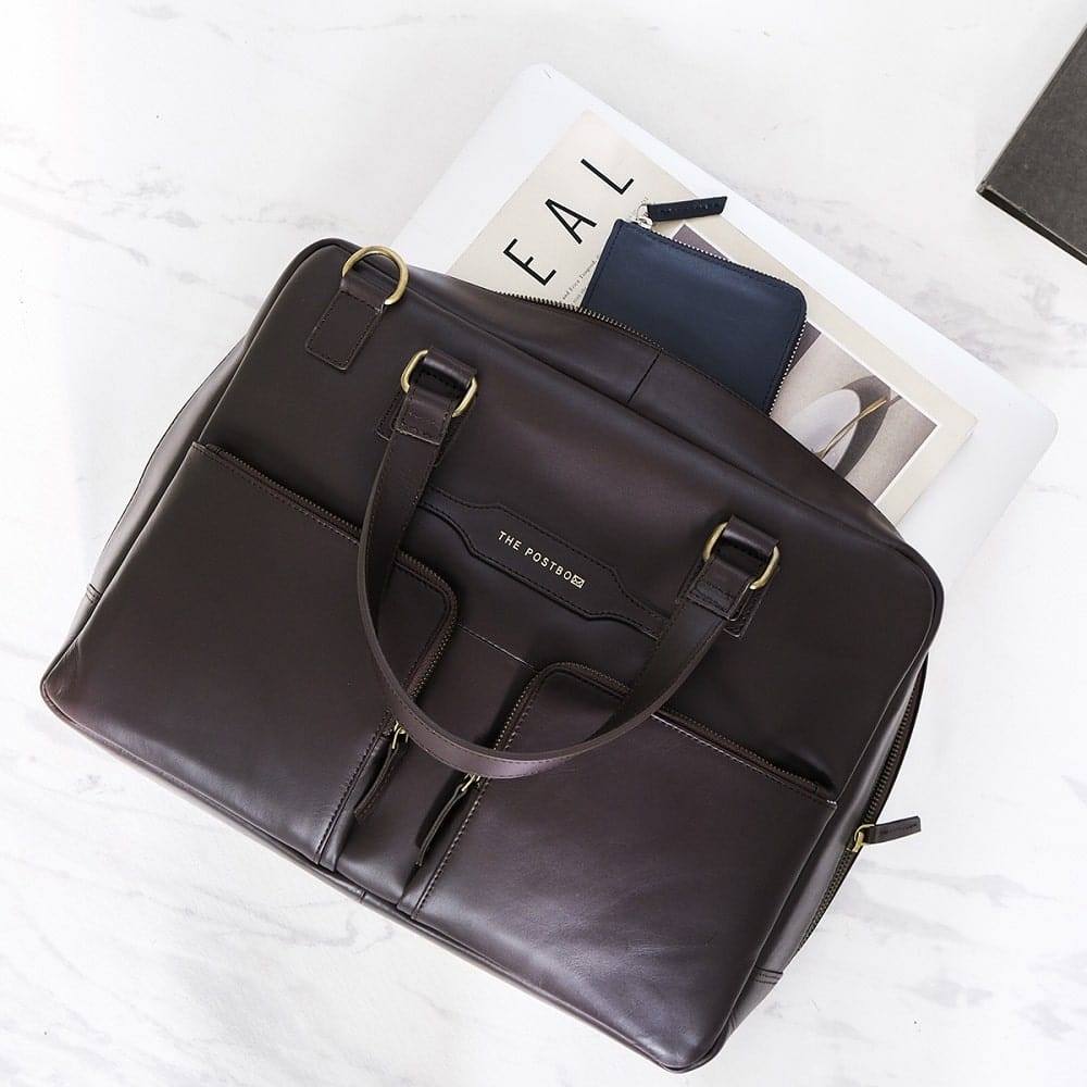 Lyon Messenger Laptop Bag - Dark Tan - Image 3