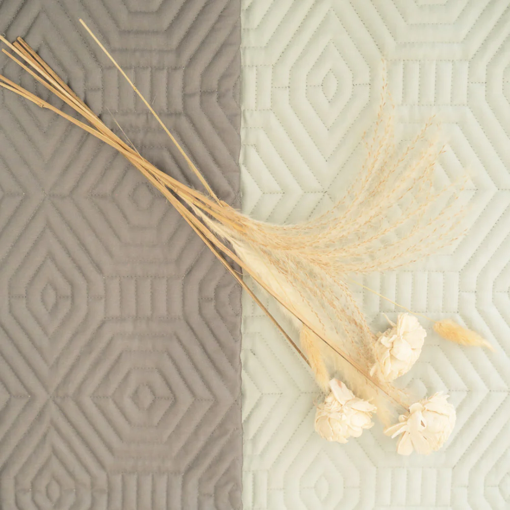 Macao Quilted Reversible Bedspread - Dark Grey & Sage Green - Image 4