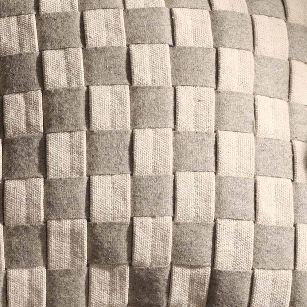 Macro Checkered Cotton Cushion Cover 45x45cm - Grey Beige - Image 5