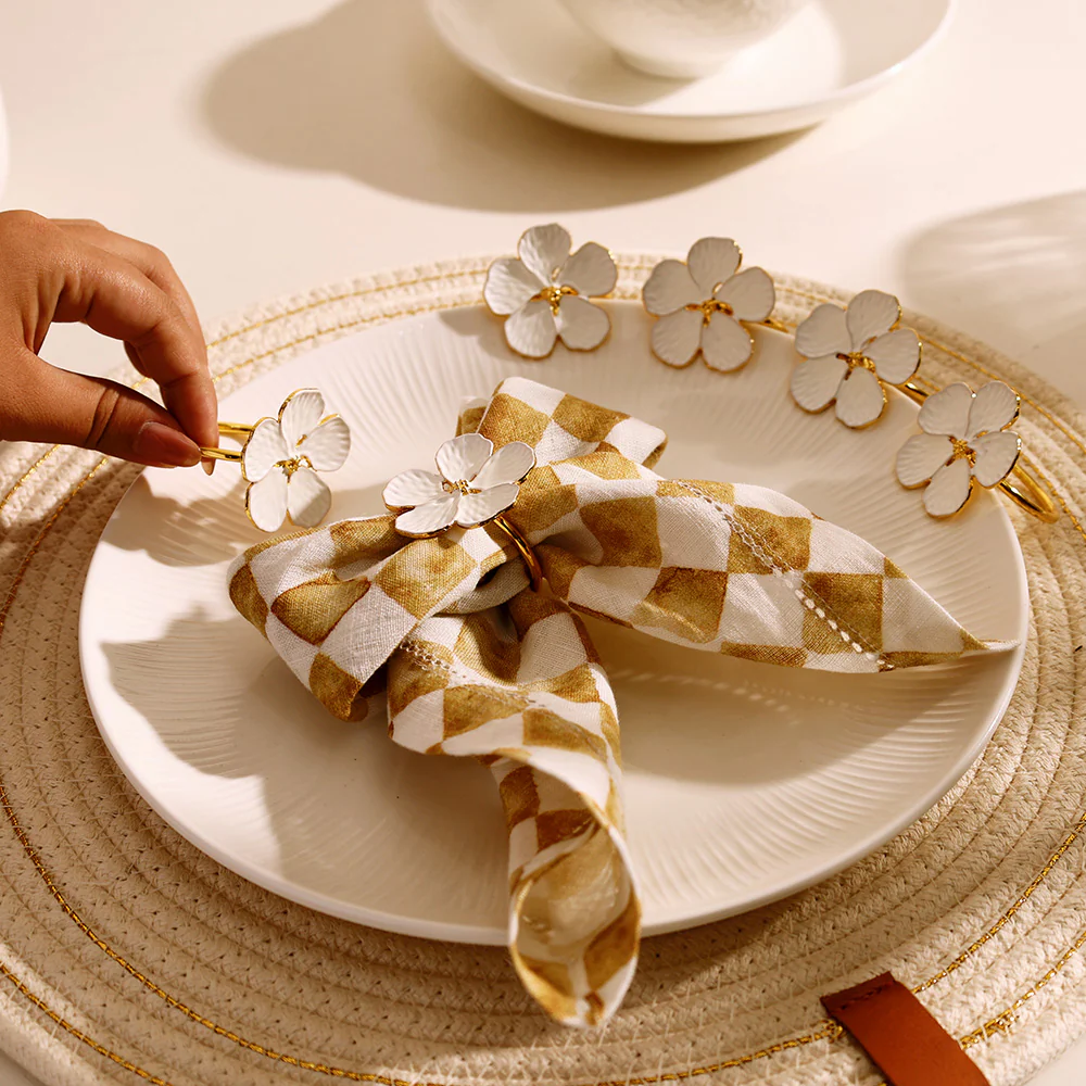 Magnolia Napkin Rings, Set of 6 - White - Image 3