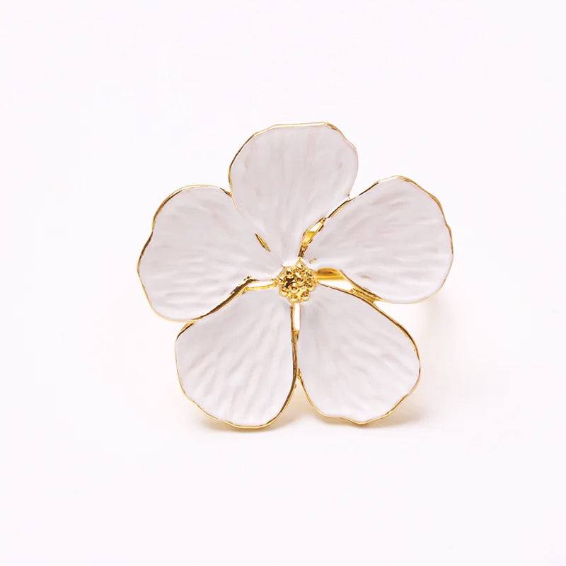 Magnolia Napkin Rings, Set of 6 - White - Image 6