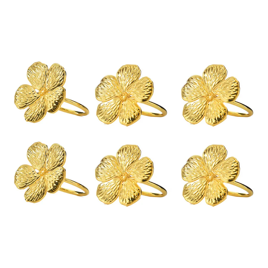 Magnolia Napkin Rings, Set of 6 - Gold - Image 3