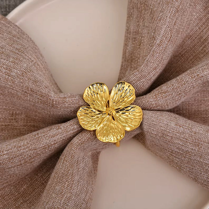 Magnolia Napkin Rings, Set of 6 - Gold - Image 8