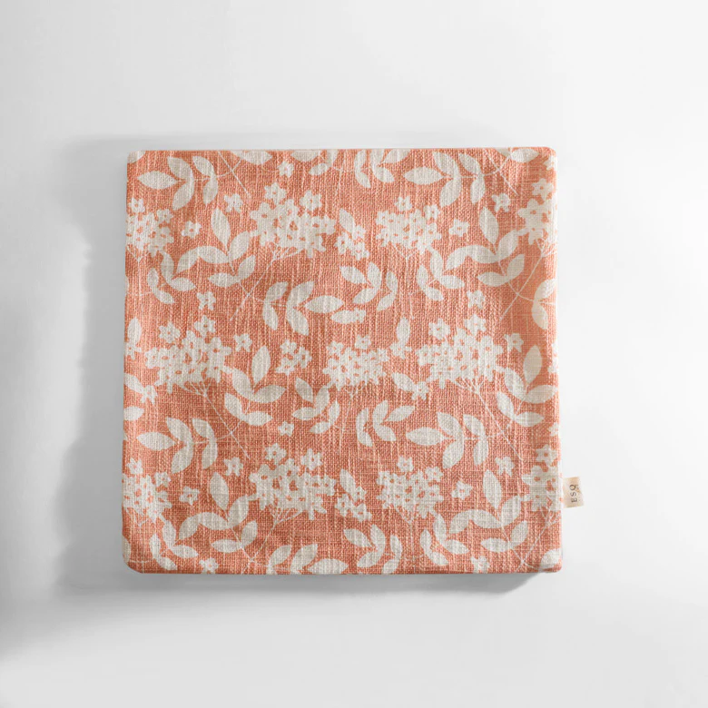 Magnolia Printed Cotton Cushion Cover 45x45cm - Peach White - Image 5