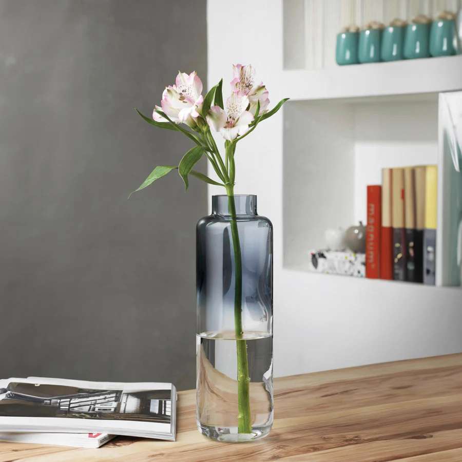 Magnolia Slim Glass Vase - Steel Blue - Image 2