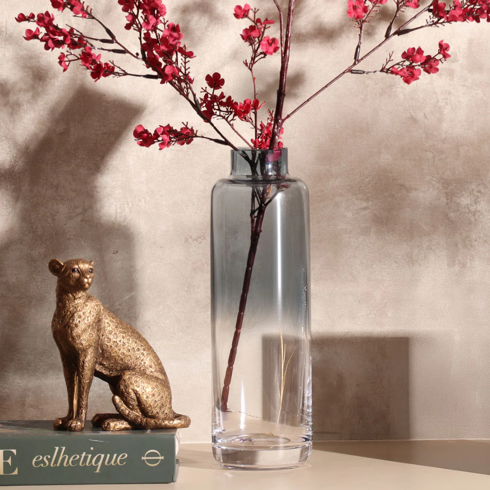 Magnolia Slim Glass Vase - Steel Blue - Image 4