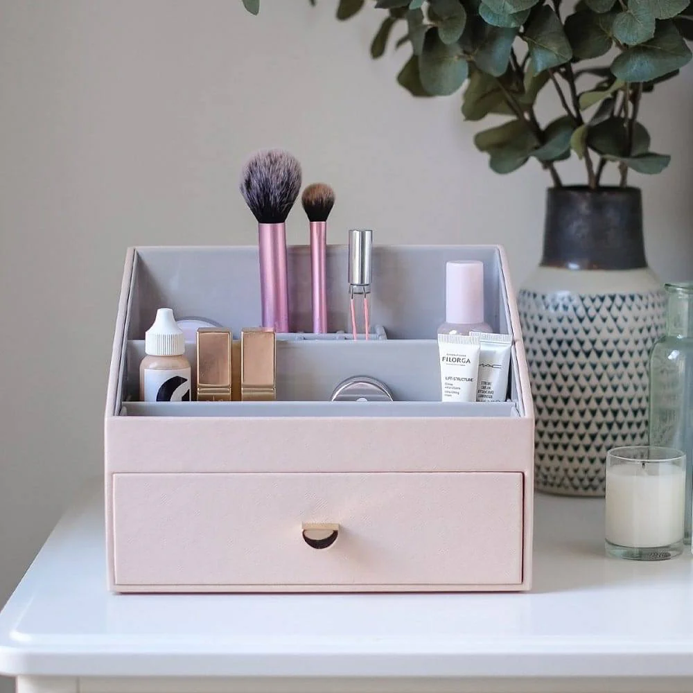 Makeup Organiser with Drawer - Blush Pink - Image 3