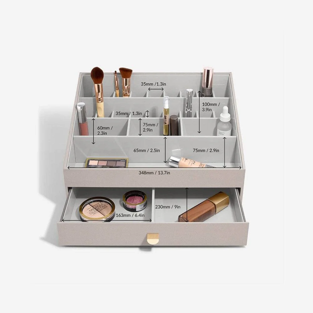 Makeup Organiser with Drawer Large - Taupe - Image 4