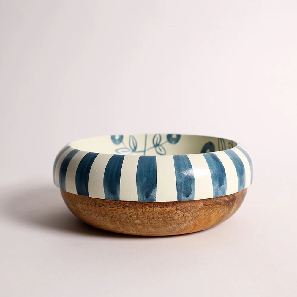 Malta Wooden Serving Bowl Small - Teal Sage - Image 5