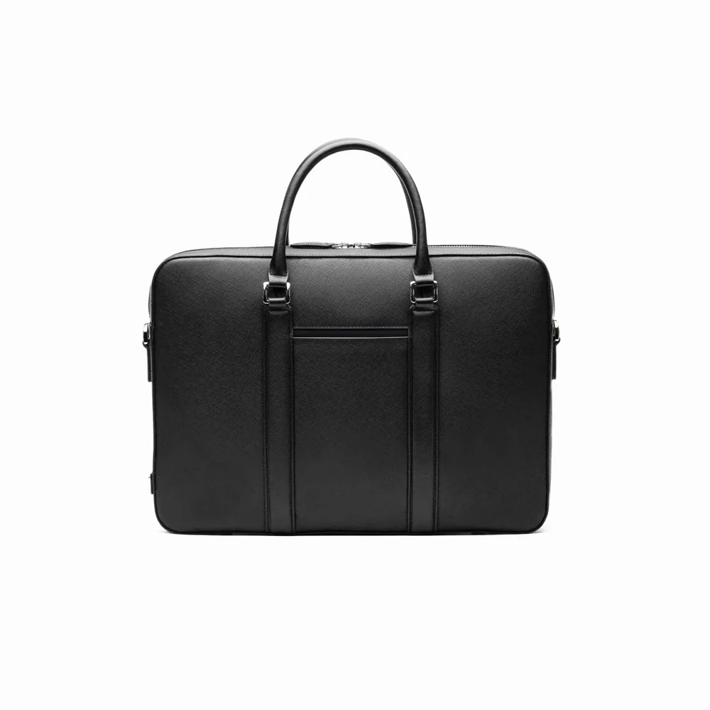Manhattan Leather Briefcase - Black - Image 3